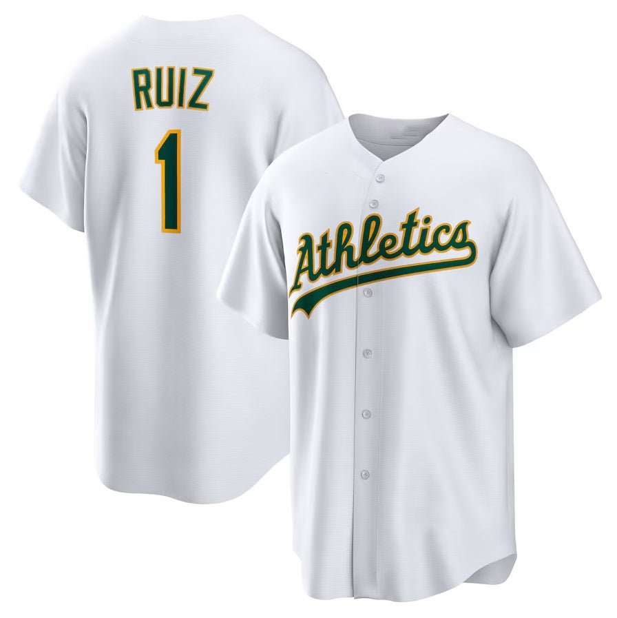 Oakland Athletics #1 Esteury Ruiz Home Replica Jersey - White Stitched Baseball Jersey - Main View