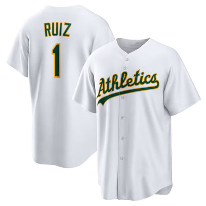 Oakland Athletics #1 Esteury Ruiz Home Replica Jersey - White Stitched Baseball Jersey - Main View