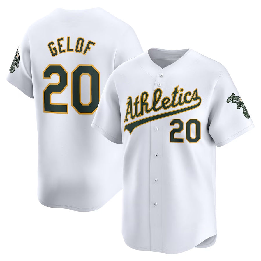 Oakland Athletics #20 Zack Gelof Home Limited Player Jersey - White Stitched Baseball Jersey - Main View
