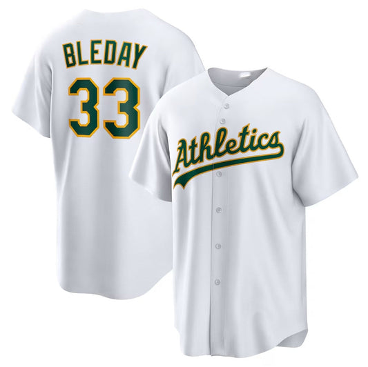Oakland Athletics #33 JJ Bleday Home Replica Jersey - White Stitched Baseball Jersey - Main View