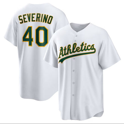 Oakland Athletics #40 Luis Severino Home Replica Jersey - White Stitched Baseball Jersey - Main View