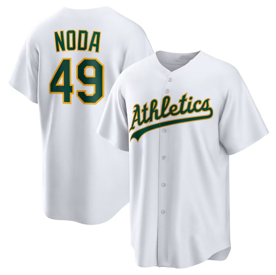 Oakland Athletics #49 Ryan Noda Home Replica Jersey - White Stitched Baseball Jersey - Main View