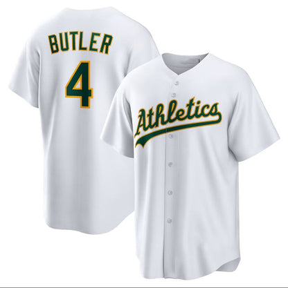 Oakland Athletics #4 Lawrence Butler Home Replica Jersey - White Stitched Baseball Jersey - Main View