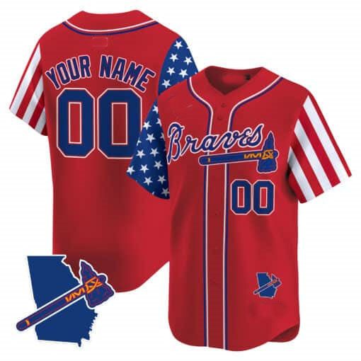 Custom Atlanta Braves 2024 Independence Day Vapor Premier Limited V2 – All Stitched Baseball Jersey view 2