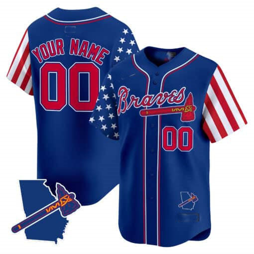 Custom Atlanta Braves 2024 Independence Day Vapor Premier Limited V2 – All Stitched Baseball Jersey view 3