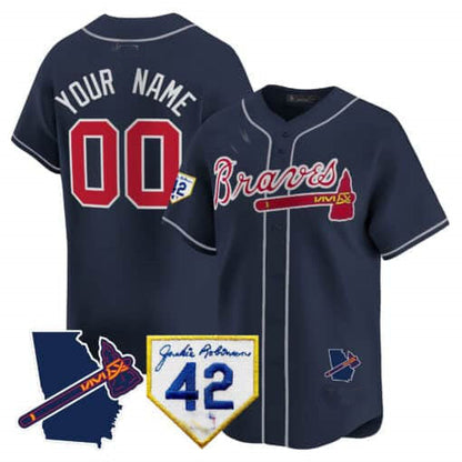 Custom Atlanta Braves 2024 Robinson & Georgia Patch Vapor Premier Limited – All Stitched Baseball Jersey view 2