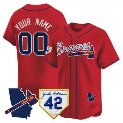 Custom Atlanta Braves 2024 Robinson & Georgia Patch Vapor Premier Limited – All Stitched Baseball Jersey view 3