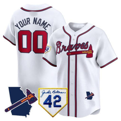 Custom Atlanta Braves 2024 Robinson & Georgia Patch Vapor Premier Limited – All Stitched Baseball Jersey view 5