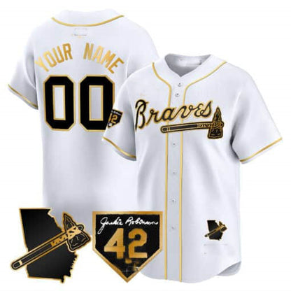 Custom Atlanta Braves 2024 Robinson & Georgia Patch Vapor Premier Limited – All Stitched Baseball Jersey view 4