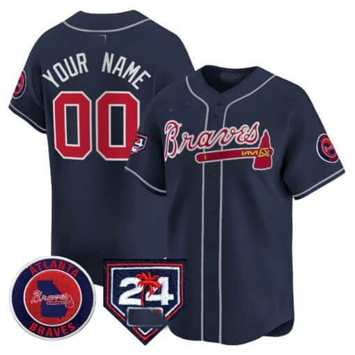 Custom Atlanta Braves 2024 Spring Training Patch Vapor Premier Limited – All Stitched Baseball Jersey view 2