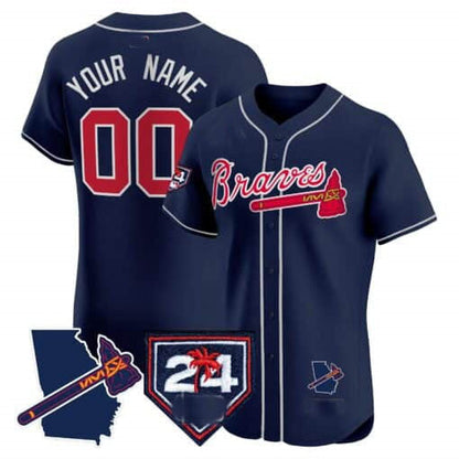 Custom Atlanta Braves 2024 Spring Training & Georgia Patch Vapor Premier Elite – All Stitched Baseball Jersey view 4