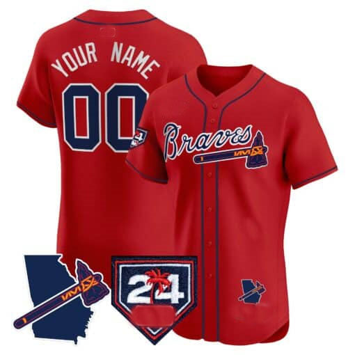 Custom Atlanta Braves 2024 Spring Training & Georgia Patch Vapor Premier Elite – All Stitched Baseball Jersey view 2