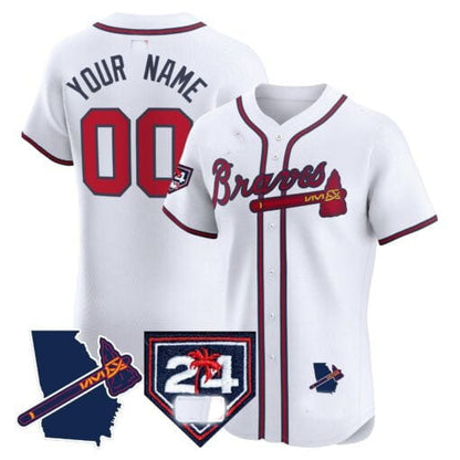 Custom Atlanta Braves 2024 Spring Training & Georgia Patch Vapor Premier Elite – All Stitched Baseball Jersey view 3