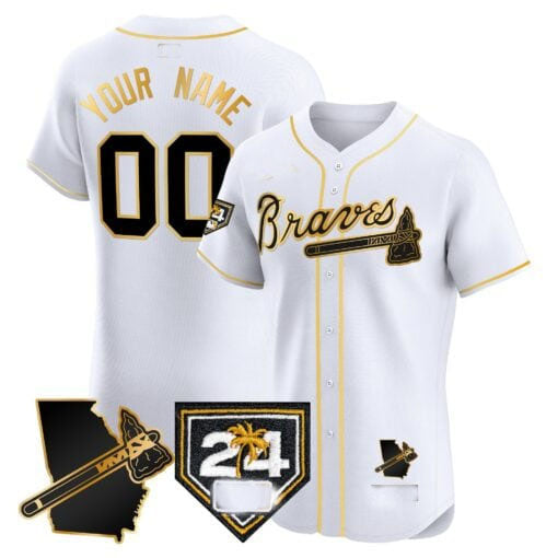 Custom Atlanta Braves 2024 Spring Training & Georgia Patch Vapor Premier Elite – All Stitched Baseball Jersey view 5
