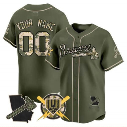 Custom Atlanta Braves Armed Forces Day Vapor Premier Limited – All Stitched Baseball Jersey view 3