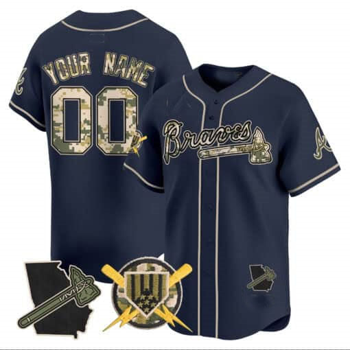 Custom Atlanta Braves Armed Forces Day Vapor Premier Limited – All Stitched Baseball Jersey - Main View