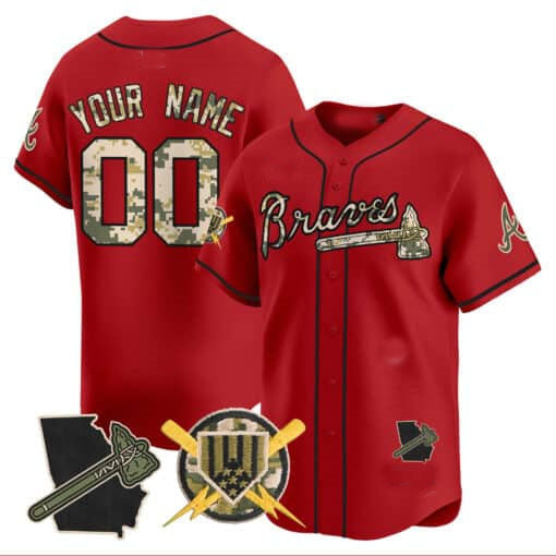 Custom Atlanta Braves Armed Forces Day Vapor Premier Limited – All Stitched Baseball Jersey view 4