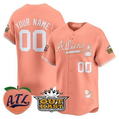 Custom Atlanta Braves Atliens & Peach Vapor Premier Limited – All Stitched Baseball Jersey - Main View
