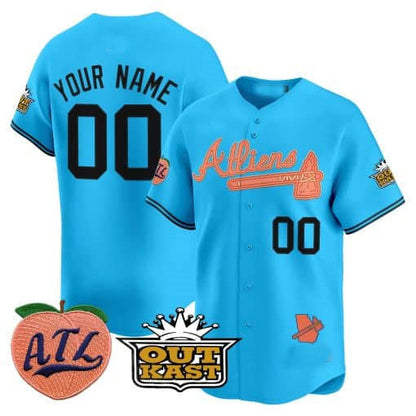 Custom Atlanta Braves Atliens & Peach Vapor Premier Limited – All Stitched Baseball Jersey view 2