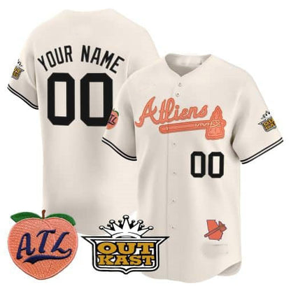 Custom Atlanta Braves Atliens & Peach Vapor Premier Limited – All Stitched Baseball Jersey view 3