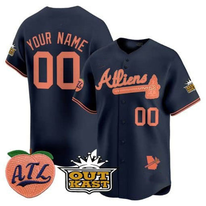 Custom Atlanta Braves Atliens & Peach Vapor Premier Limited – All Stitched Baseball Jersey view 4