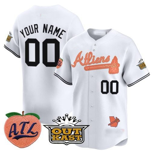Custom Atlanta Braves Atliens & Peach Vapor Premier Limited – All Stitched Baseball Jersey view 5