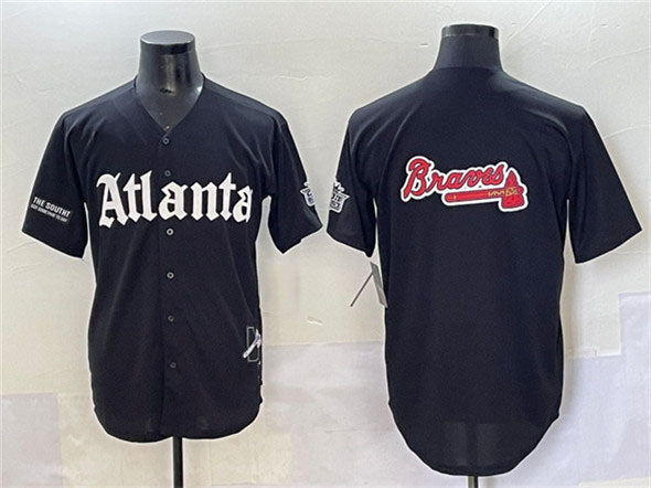 Atlanta Braves Black Team Big Logo Gothic South x Outkast Edition Vapor Limited Stitched Baseball Jersey - Main View