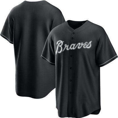 Atlanta Braves Blank Black Lights Out Limited Stitched Baseball Jersey - Main View
