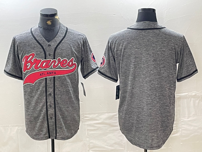Atlanta Braves Blank Grey Gridiron Cool Base Stitched Baseball Jersey - Main View
