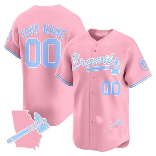 Custom Atlanta Braves Bubblegum Pink Vapor Premier Limited – All Stitched Baseball Jersey - Main View