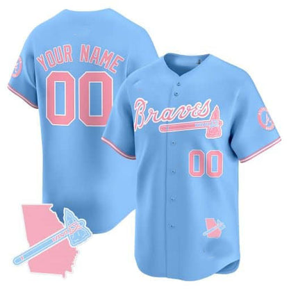 Custom Atlanta Braves Bubblegum Pink Vapor Premier Limited – All Stitched Baseball Jersey view 2
