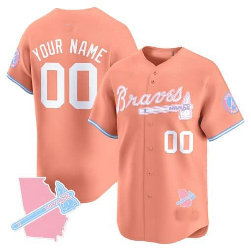 Custom Atlanta Braves Bubblegum Pink Vapor Premier Limited – All Stitched Baseball Jersey view 4