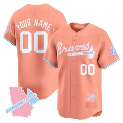 Custom Atlanta Braves Bubblegum Pink Vapor Premier Limited – All Stitched Baseball Jersey view 4