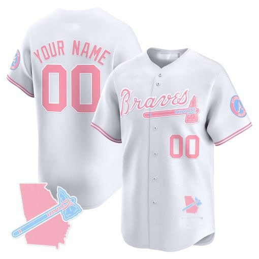 Custom Atlanta Braves Bubblegum Pink Vapor Premier Limited – All Stitched Baseball Jersey view 5