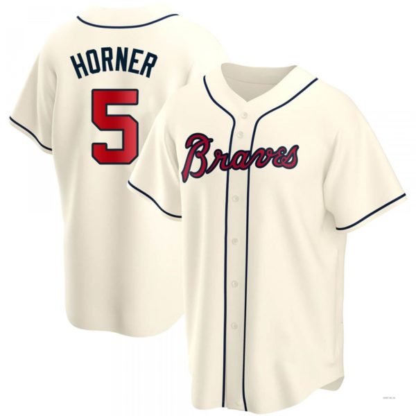Atlanta Braves #5 Bob Horner Cream Alternate Jersey Stitches Baseball Jerseys - Main View