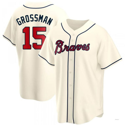 Atlanta Braves #15 Robbie Grossman Cream Alternate Jersey Stitches Baseball Jerseys - Main View