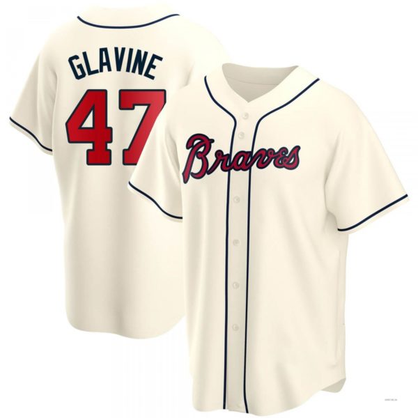 Atlanta Braves #47 Tom Glavine Cream Alternate Jersey Stitches Baseball Jerseys - Main View