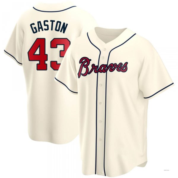 Atlanta Braves #43 Cito Gaston Cream Alternate Jersey Stitches Baseball Jerseys - Main View