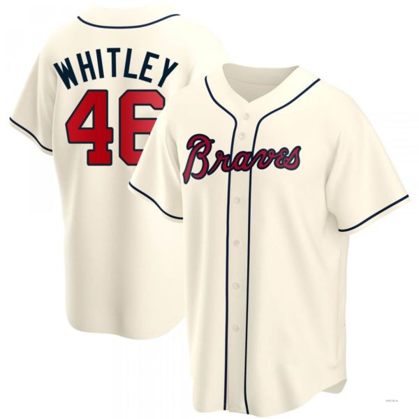Atlanta Braves #46 Chase Whitley Cream Alternate Jersey Stitches Baseball Jerseys - Main View