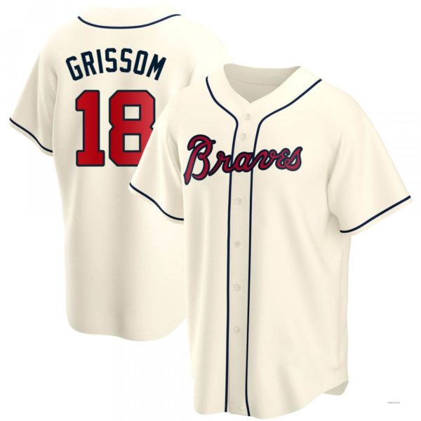 Atlanta Braves #18 Vaughn Grissom Cream Alternate Jersey Stitches Baseball Jerseys - Main View