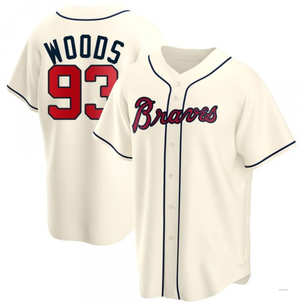Atlanta Braves #93 William Woods Cream Alternate Jersey Stitches Baseball Jerseys - Main View