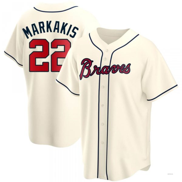 Atlanta Braves #22 Nick Markakis Cream Alternate Jersey Stitches Baseball Jerseys - Main View