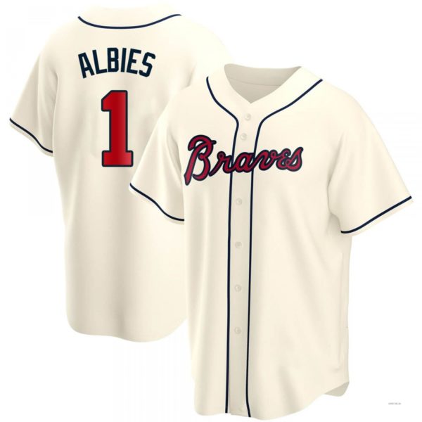 Atlanta Braves #1 Ozzie Albies Cream Alternate Jersey Stitches Baseball Jerseys - Main View
