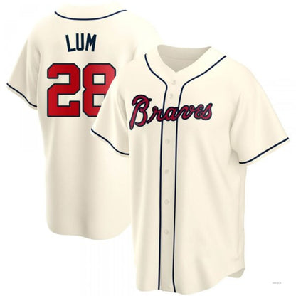 Atlanta Braves #28 Mike Lum Cream Alternate Jersey Stitches Baseball Jerseys - Main View
