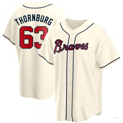 Atlanta Braves #63 Tyler Thornburg Cream Alternate Jersey Stitches Baseball Jerseys - Main View