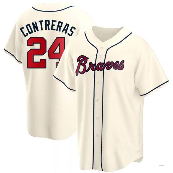 Atlanta Braves #24 William Contreras Cream Alternate Jersey Stitches Baseball Jerseys - Main View