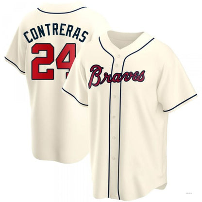 Atlanta Braves #24 William Contreras Cream Alternate Jersey Stitches Baseball Jerseys - Main View