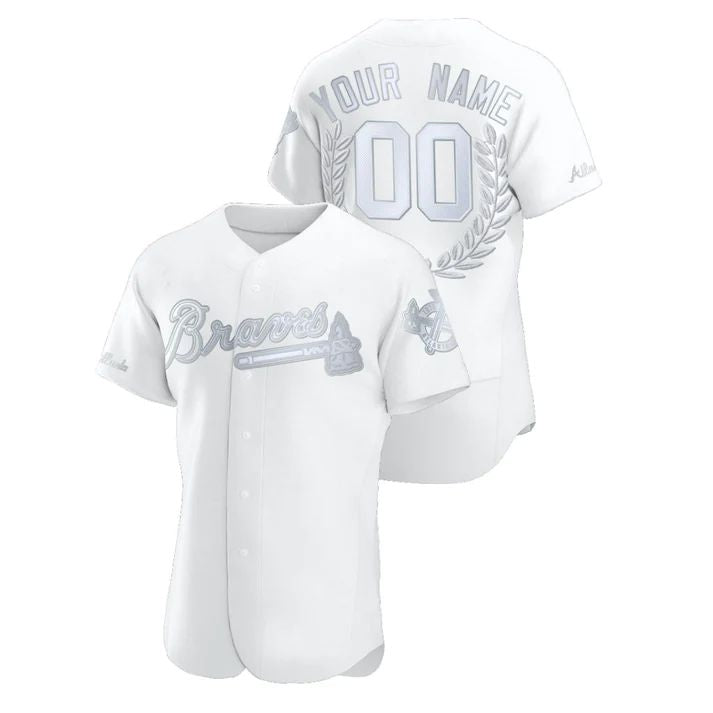Custom Atlanta Braves White Stitched Award Collection Jersey Baseball Jersey - Main View