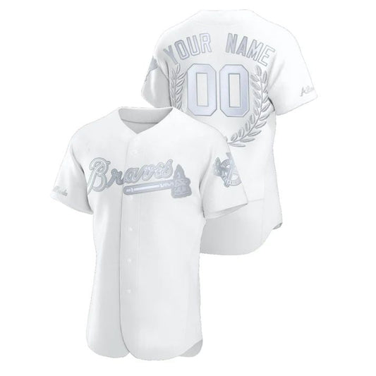 Custom Atlanta Braves White Stitched Award Collection Jersey Baseball Jersey - Main View