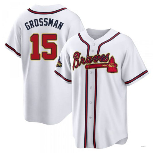 Atlanta Braves #15 Robbie Grossman Gold White 2022 Program Jersey Stitches Baseball Jerseys - Main View